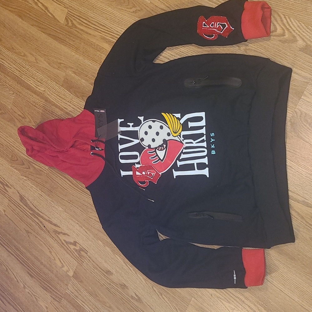New BKYS High Quality zip pockets embroidered/ patchwork hoody sizes XL and 3X